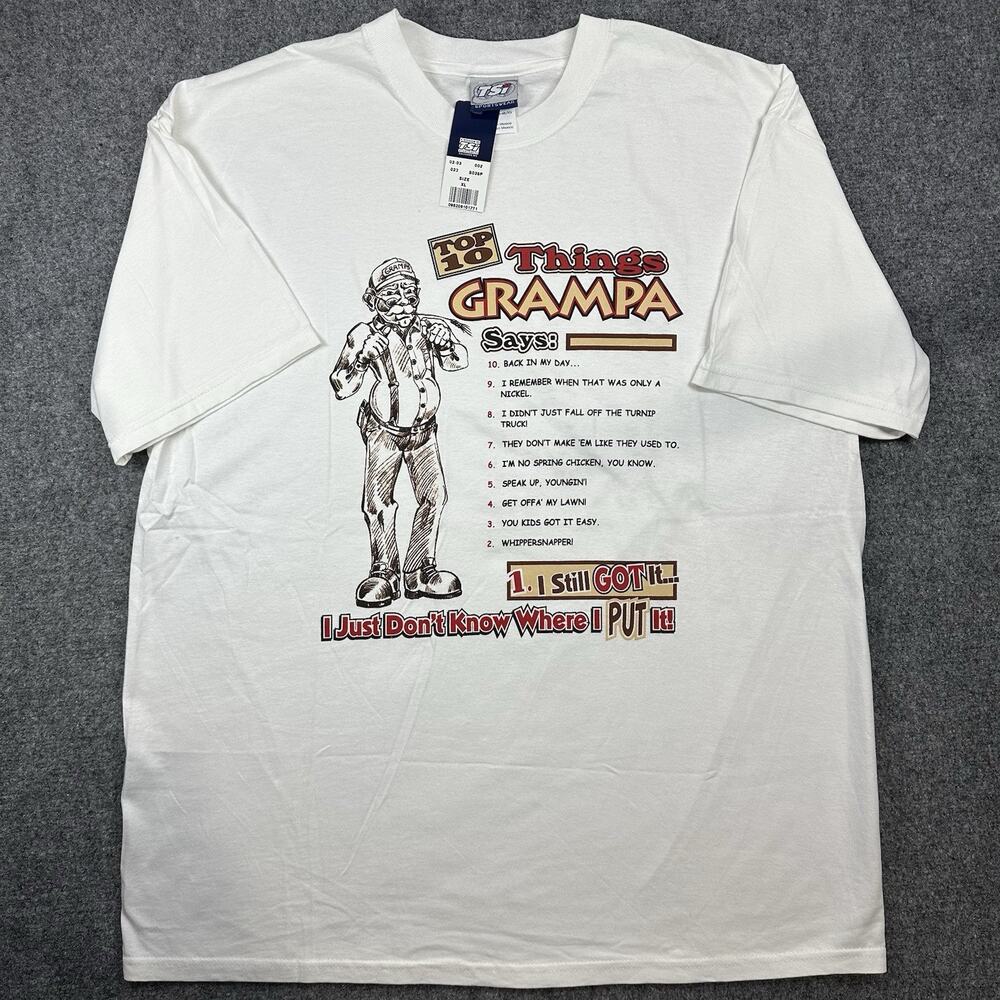Vintage TSI SPORTSWEAR 90’s Grandpa Funny Humor Quote Men's Size XL - NWT! NOS!